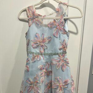 Girl Blue Floral Formal Dress - Size 10